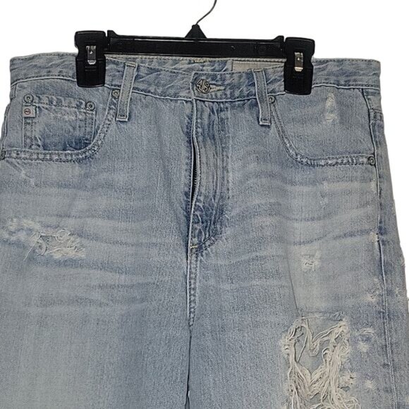 AGOLDE Vintage-Look‎ High-Waist pinch waist Distressed Straight-Leg Denim Jeans - Picture 3 of 13